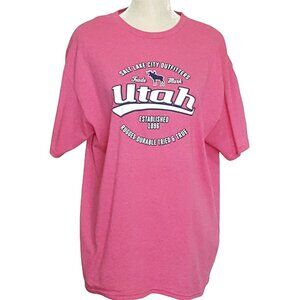 Salt Lake City Outfitters Women's Pink‎ Utah T-shirt Short Sleeve XL